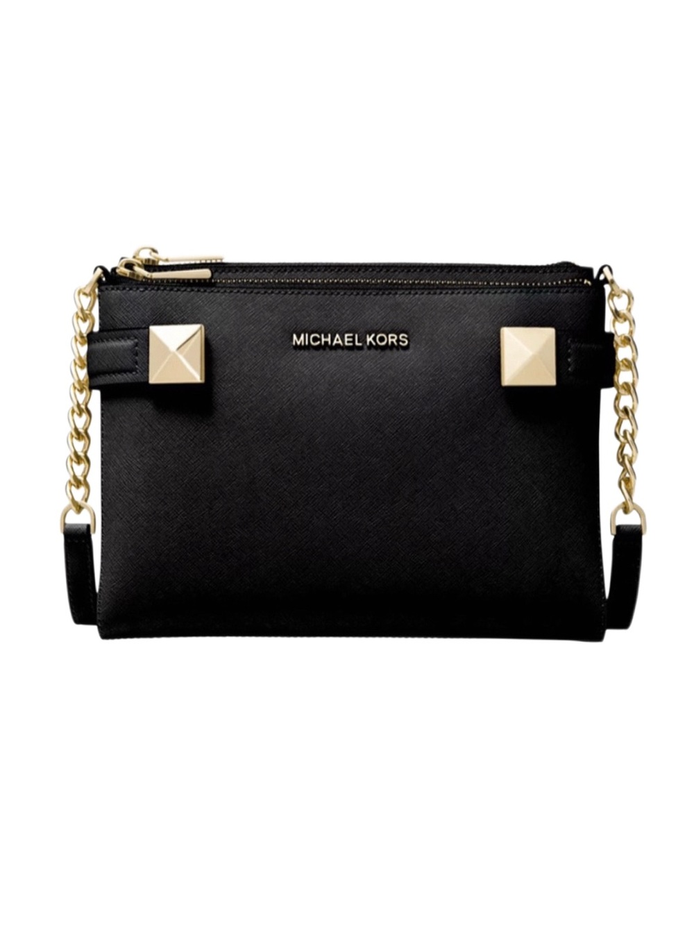 MICHAEL KORS Black Double Zip Crossbody Purse